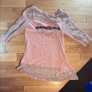 We The Free Light Pink Textured Top